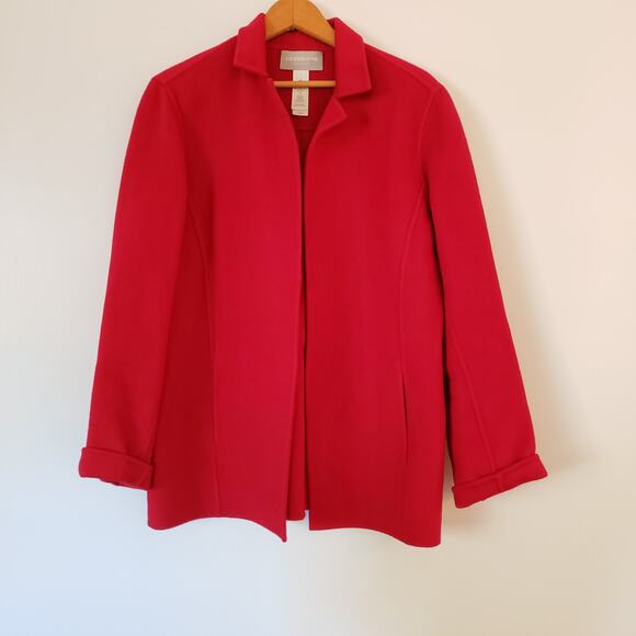 Liz Claiborne NWOT Angora & Wool Open Jacket True Red Size 12 - Picture 1 of 6